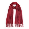 Soft red imitation cashmere scarf with tassels, warm winter shawl in solid vibrant red - Burgundy