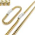Minimalistische roestvrijstalen set van armband en ketting met 6 mm brede drakenbotketting - Goud 6mm (KS136722-KFC)