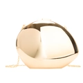 Sleek golden irregular egg-shaped hard shell evening clutch bag with chain strap - Gold (Transparent)