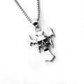 Vintage silver skull cross pendant necklace in stainless steel with wing design - Skull Cross with Stainless Steel Chain