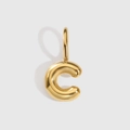 High polished 14K gold plated bubble letter C pendant charm for DIY jewelry design - Letter C / Gold