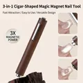 Strong three-in-one cat eye nail magnet tool with natural wood handle and triple magnetic power - Cigar-style Large Magnet 3-in-1