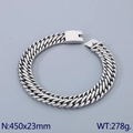 Men's silver 23mm stainless steel braided cuban link bracelet with plug-in buckle - Steel (45cm)(KN286229-KJX)