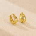 Modern s925 silver triple-layered hoop earrings with a polished gold finish - 925 Silver / Gold
