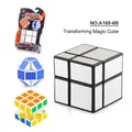 Set di giochi educativi con cubo a specchio argento, cubo magico e puzzle a serpente - Set Cubo a Specchio e Cubo Classico e Serpente Magico (A168-6B)