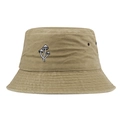 Detail of vintage khaki bucket hat with mushroom embroidery and metal ventilation eyelets - Adjustable / Khaki