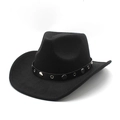 Classic black wool fedora western cowboy hat with studded leather band decoration - M (56-58cm) / Black