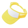 Detail of yellow and white sun visor featuring breathable mesh and adjustable strap back - Adjustable / Yellow