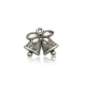 Macro detail of vintage silver double bell charms for DIY jewelry and Christmas pendants - Christmas Bell