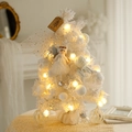 60cm white flocked Christmas tree with warm LED lights and plush angel ornaments - 60cm White Angel Tree (Accessories + Lights)