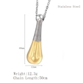 Pendente per ceneri in acciaio inossidabile con catena da 50cm in tonalità argento e oro - Stile Goccia Bicolore Oro Argento (LP1490)