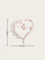 Elegant heart-shaped brooch in rose gold with white rhinestones and floral details - Rose Gold Heart
