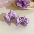 Set of two purple satin bow hair claws, 5.3cm elegant ribbon clips for women - 1 Piece / Taro Purple