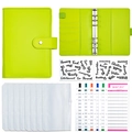 Neon green A6 PU leather binder set with zipper envelopes and budget sheets - Standard Set-Green