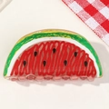 Cute watermelon acrylic hair claw clip with vibrant hand-painted fruit pattern - Watermelon