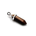 Hexagonal tiger eye stone pillar pendant with silver metal ring on white background - Tiger's Eye