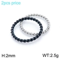 Set of 2mm slim twisted rope rings in black and silver finishes for a stacked look - US 7