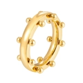 Minimalist 18K gold plated stainless steel ring with elegant polished bead decorations - US 6 / Gold