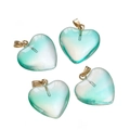 Translucent heart-shaped acrylic pendants in mint green gradient with gold metal loops - Transparent Green (10pcs/pack)