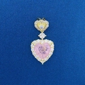 Pink heart-shaped pendant with gold setting and sparkling crystal halo design - Double Heart Pink Gemstone Style (797)