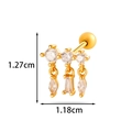 Golden heart geometric ear stud with sparkling cubic zirconia and dimensions 1.27x1.18cm - Three-Dangle Style(2605-7#) / Gold