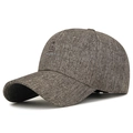 Casquette de baseball pour homme en tissu chiné café et gris avec broderie lettre B - Réglable / Kaki