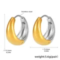 Détails des créoles bicolores en acier inoxydable de 15,2x15,4 mm avec dimensions - Bicolore Or (15mm)