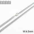 Silver stainless steel Cuban link chain necklace with 4.5mm width on white background - 4.5mm Steel / Necklace 55cm