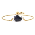 Adjustable golden box chain bracelet featuring a blue goldstone fish pendant for women - Blue Goldstone Fish