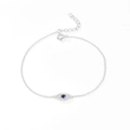 925 silver Evil Eye bracelet with sparkling blue zircon and adjustable lobster clasp - 925 Silver / Style 1 / White Gold