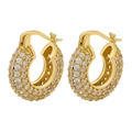 Boucles d'oreilles en U plaquées or 18 carats avec zircons scintillants micro-pavés - Doré