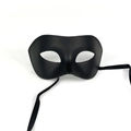 Classic matte black half-face prom masquerade mask with satin ribbons for men's party costume - Matte Black