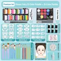 Face paint kit with 12 rainbow colors, 15 shades, brushes, stencils, and sponges - 2024 New 12 Grid Flower Fairy + 15 Colors Multi-Stencil Tool Kit