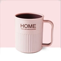 Pink minimalist mouthwash cup with ergonomic handle and vertical relief texture - Pink