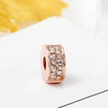 Perle charm en or rose sertie de cristaux clairs pour bracelets et colliers DIY - Charm Clip Zirconia Blanc Or Rose