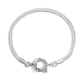Pulsera minimalista de acero inoxidable plateado con cierre de resorte redondo grande - Cadena de Serpiente Cierre de Resorte / Color Acero