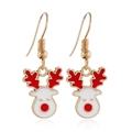 Boucles d'oreilles renne de Noël avec émail rouge et blanc sur alliage doré - Cerf-4