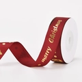 Red Christmas grosgrain ribbon with gold Merry Christmas print for gift wrapping - Christmas Surprise / 2cm*10 Yards/Roll
