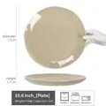 10.6-inch beige ceramic steak plate with embossed RM logo and round stoneware finish - Muyu - Letter Grey Large Plate 10.6 Inch (Minor Flaws)