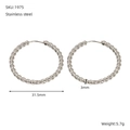 Detalle de los aros de acero inoxidable trenzados de 31,5 mm con medidas exactas - Color Acero
