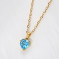 Collana minimalista in acciaio dorato con ciondolo a cuore in zircone blu brillante - Colore Acciaio 45+5cm / Zircone Blu Mare