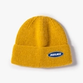 Gorro de punto amarillo brillante de invierno con parche Orderliness y textura de canalé - Amarillo Jengibre (21B024)