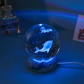 3D crystal ball night light with dolphin carving, moon base and astronaut figurine - Dolphin-6cm Ball