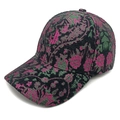 Vintage Damen Baseballkappe mit floralem Jacquard-Muster und rosa Rosenstickerei - M (56-58cm) / Rosarot