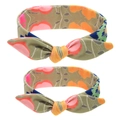 Floral knot bow headband set for mother and baby in colorful printed soft fabric - Light Coffee