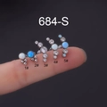 5 pieces of 16G opal and zircon labret studs set in surgical steel for body piercing - Gemstone Cluster Style (1#) / Silver