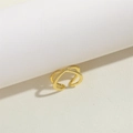 Bague luxueuse plaquée or 14K en forme de X ornée de zircons cubiques étincelants - Bague Ouverte en X (JZ0458-1) / Doré
