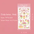 Pink tulip series decorative stickers with rabbits and bows for journaling - 1# Tulip Series Pink