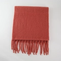 Soft red-orange mohair knit scarf featuring warm chunky texture and tassel fringe details - Chili Sauce Red