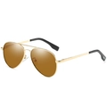 Classic aviator sunglasses with gold metal frame and dark brown polarized lenses - Gold Frame Brown Lens C6